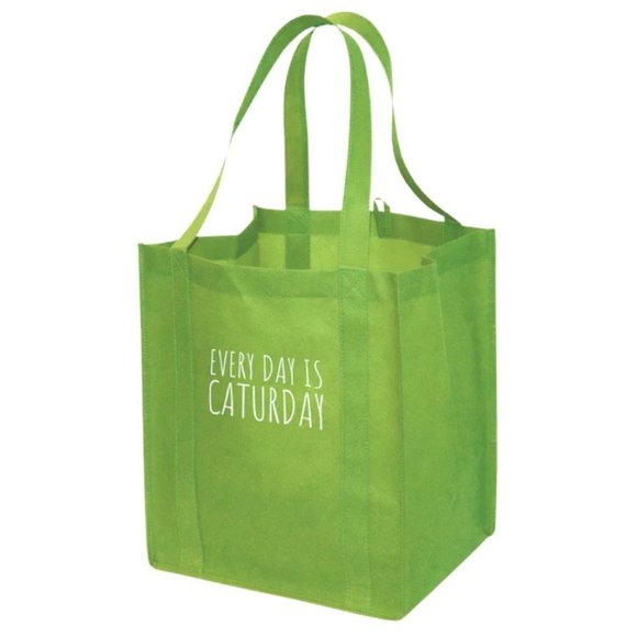 'Every Day Is Caturday' Green Lunch Bag - Picture 1 of 2